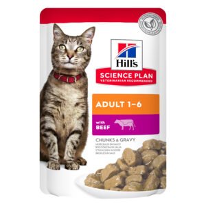 פאוצ' מזון Hill's Science Plan לחתול בוגר (עם בקר), 85 גר'