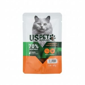 USPET Supplies – מזון רטוב משלים לחתולים בוגרים (Beef + Turkey) ברוטב 80g