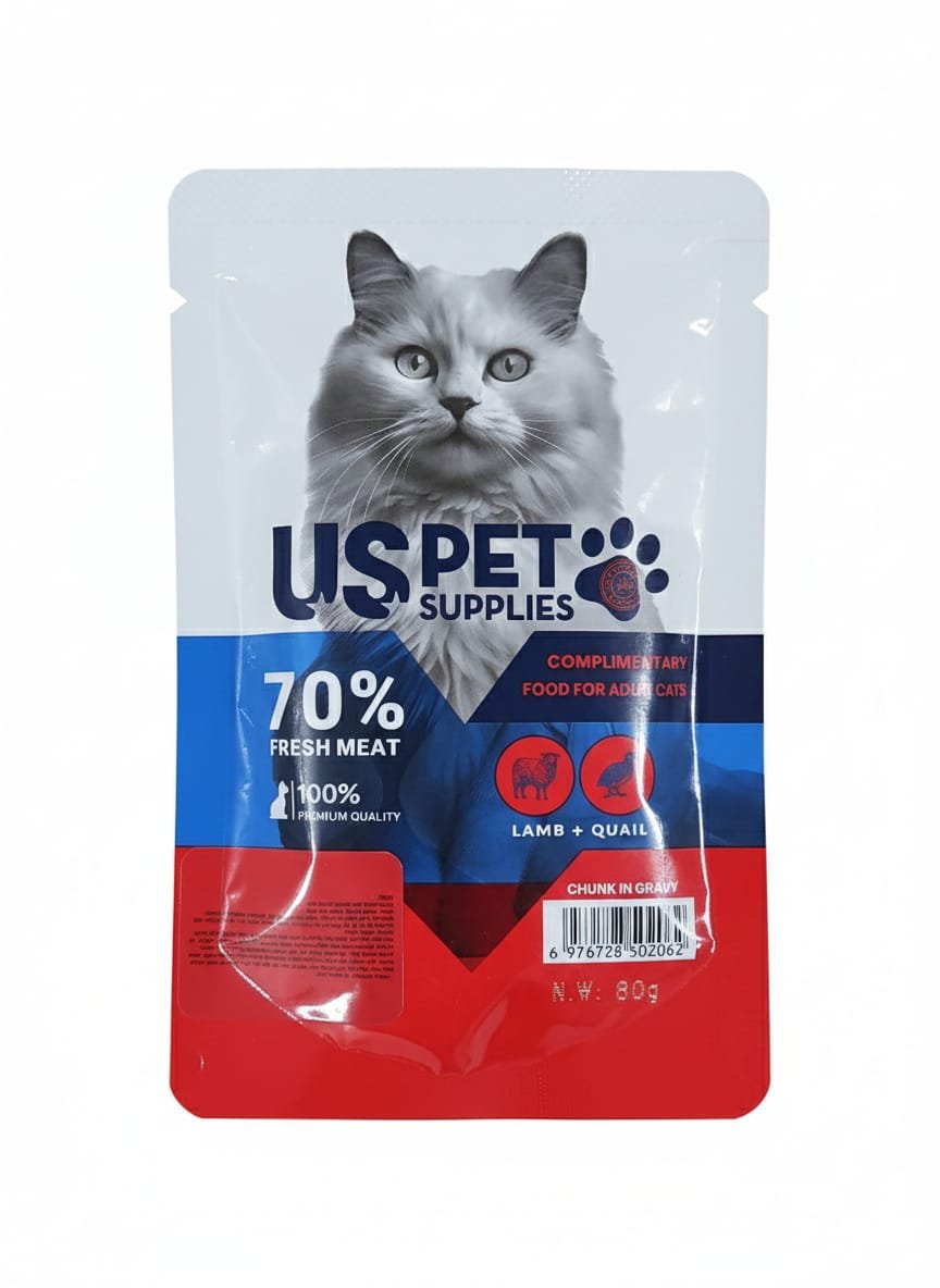 USPET Supplies – מזון רטוב משלים לחתולים בוגרים (Lamb + Quail) ברוטב 80g
